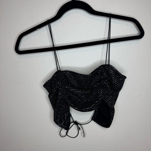 FOR LOVE & LEMONS X VS All That Glitters Black Cropped Tank Top - Picture 3 of 9